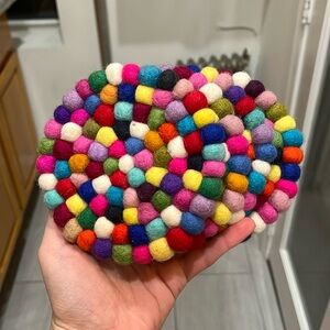 SET OF 4 COLORFUL FELTED WOOL COASTERS